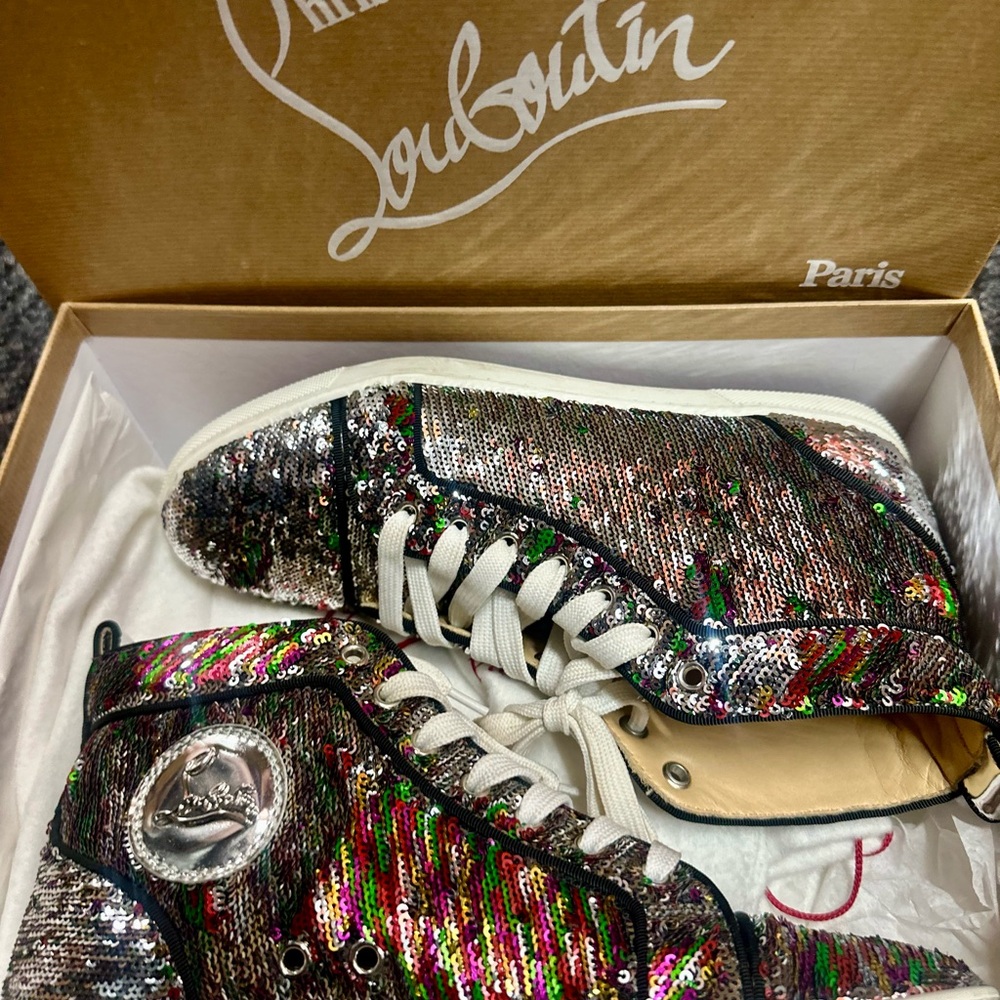 Christian Louboutin Iridescent High-Top Sneakers